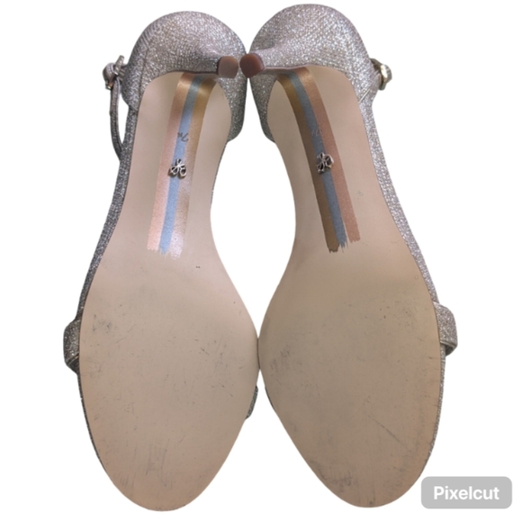 Sam Edelman Patti Ankle Strap Heels Gold Glitter Stiletto Sandals Size 7.5M - Picture 11 of 12